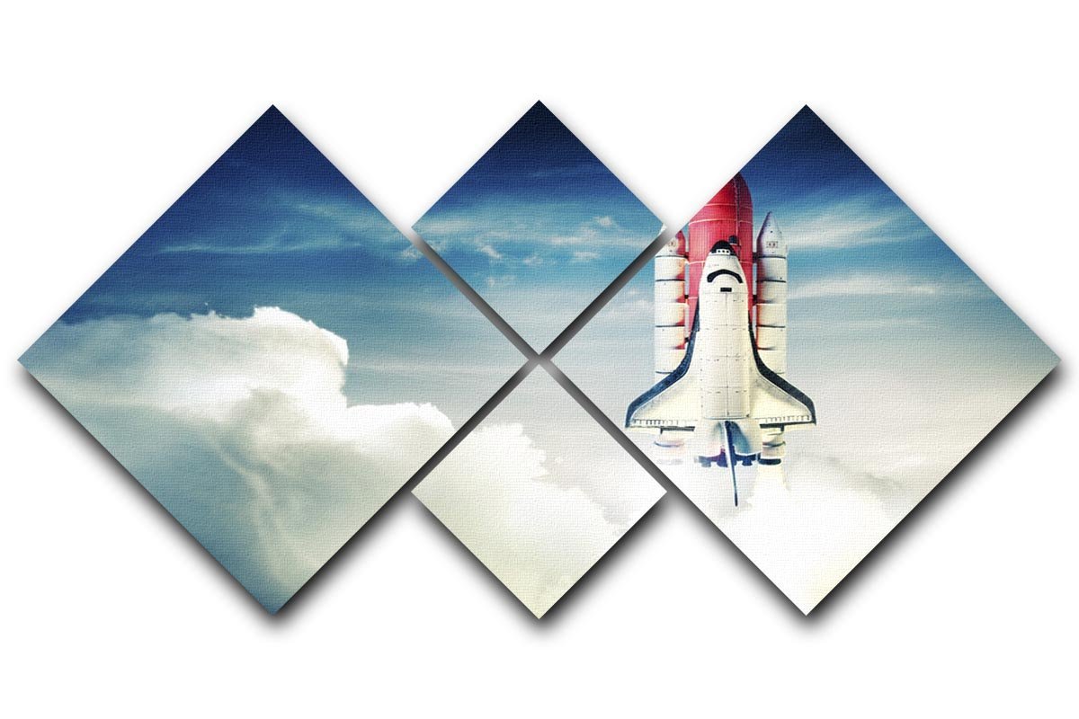 Space shuttle taking off on a mission 4 Square Multi Panel Canvas  - Canvas Art Rocks - 1