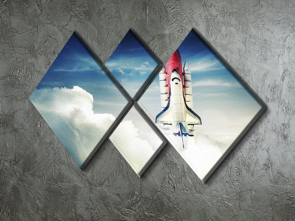 Space shuttle taking off on a mission 4 Square Multi Panel Canvas - Canvas Art Rocks - 2