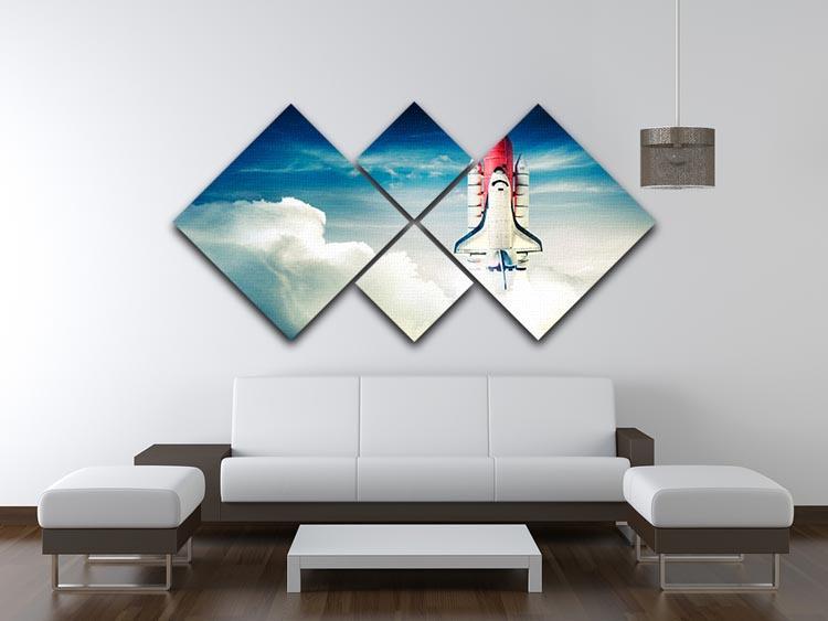 Space shuttle taking off on a mission 4 Square Multi Panel Canvas - Canvas Art Rocks - 3