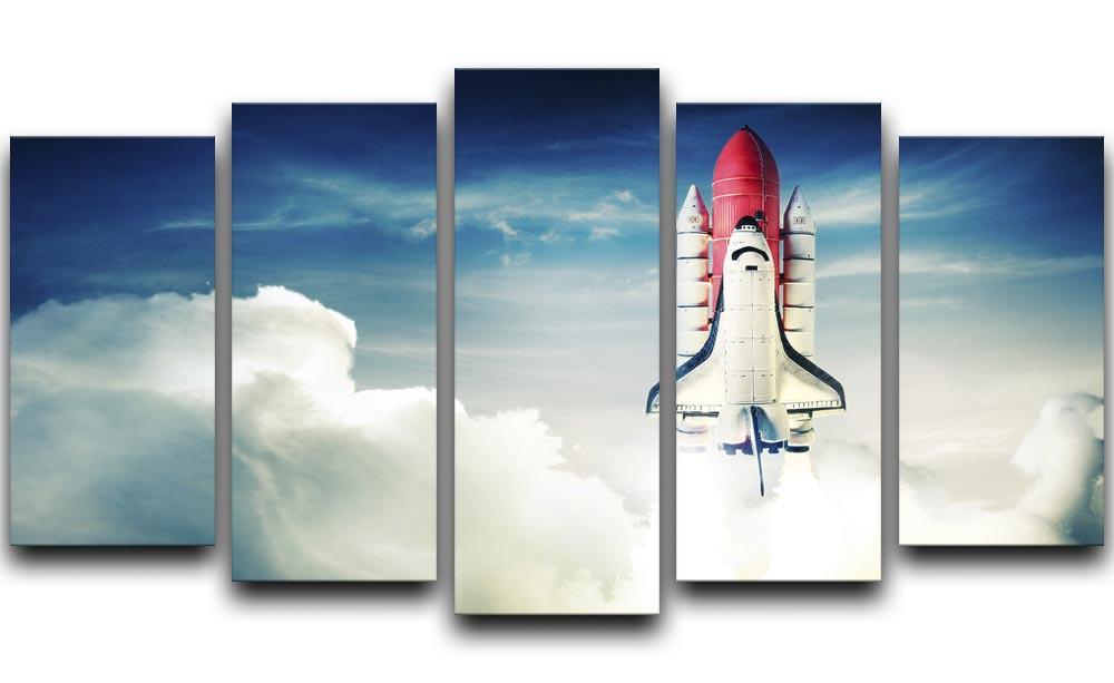 Space shuttle taking off on a mission 5 Split Panel Canvas  - Canvas Art Rocks - 1