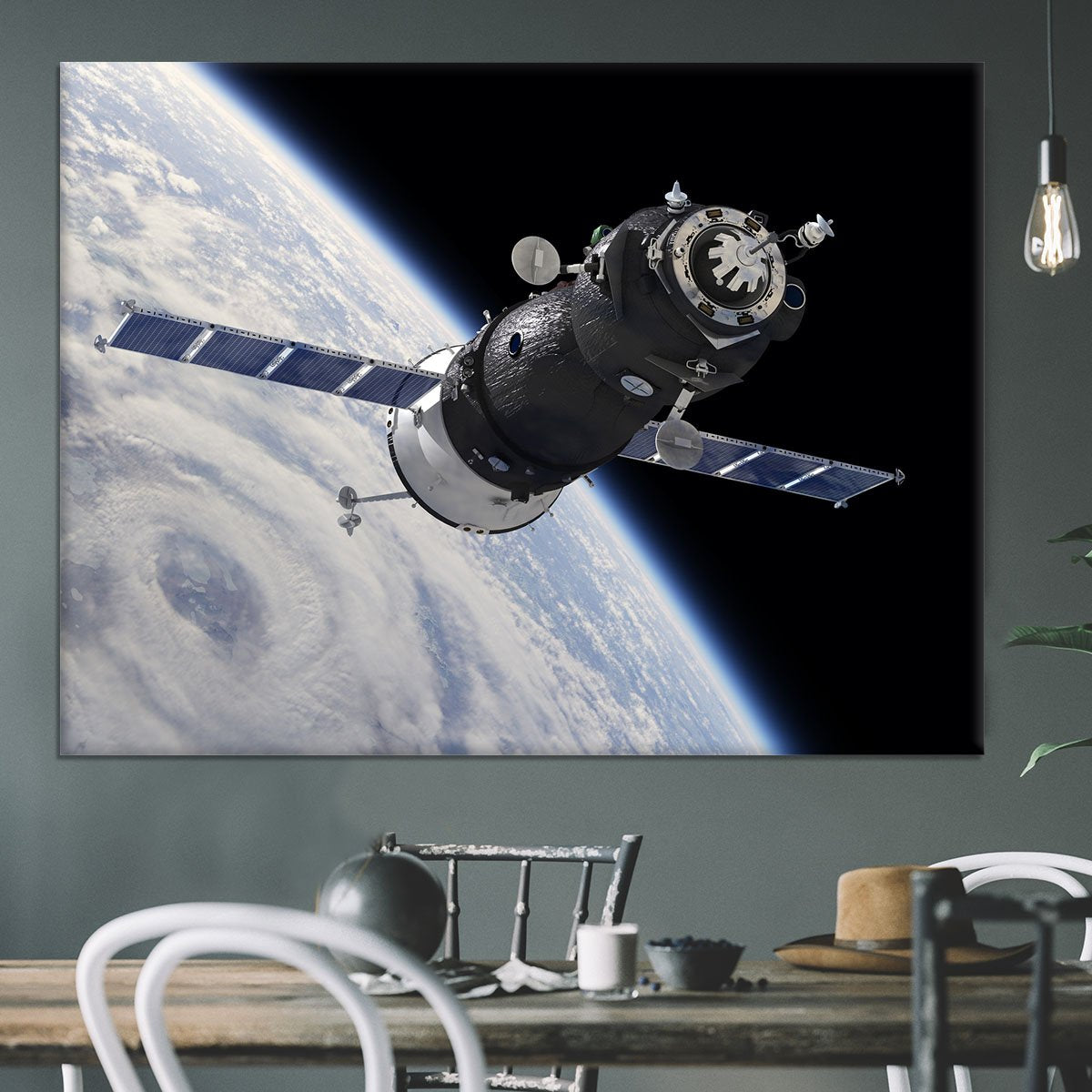 Spaceship Soyuz TMA at the Earth orbit Canvas Print or Poster