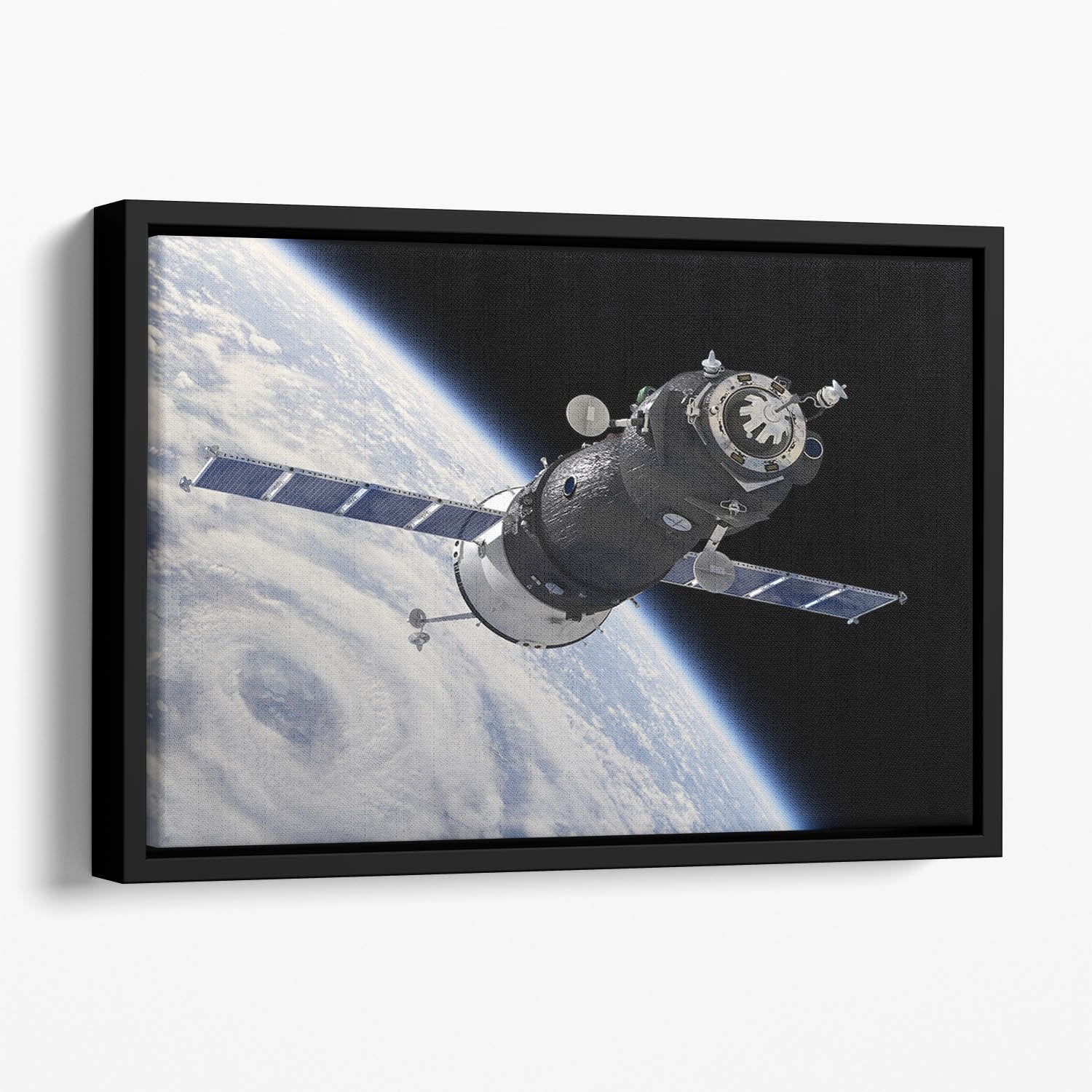 Spaceship Soyuz TMA at the Earth orbit Floating Framed Canvas