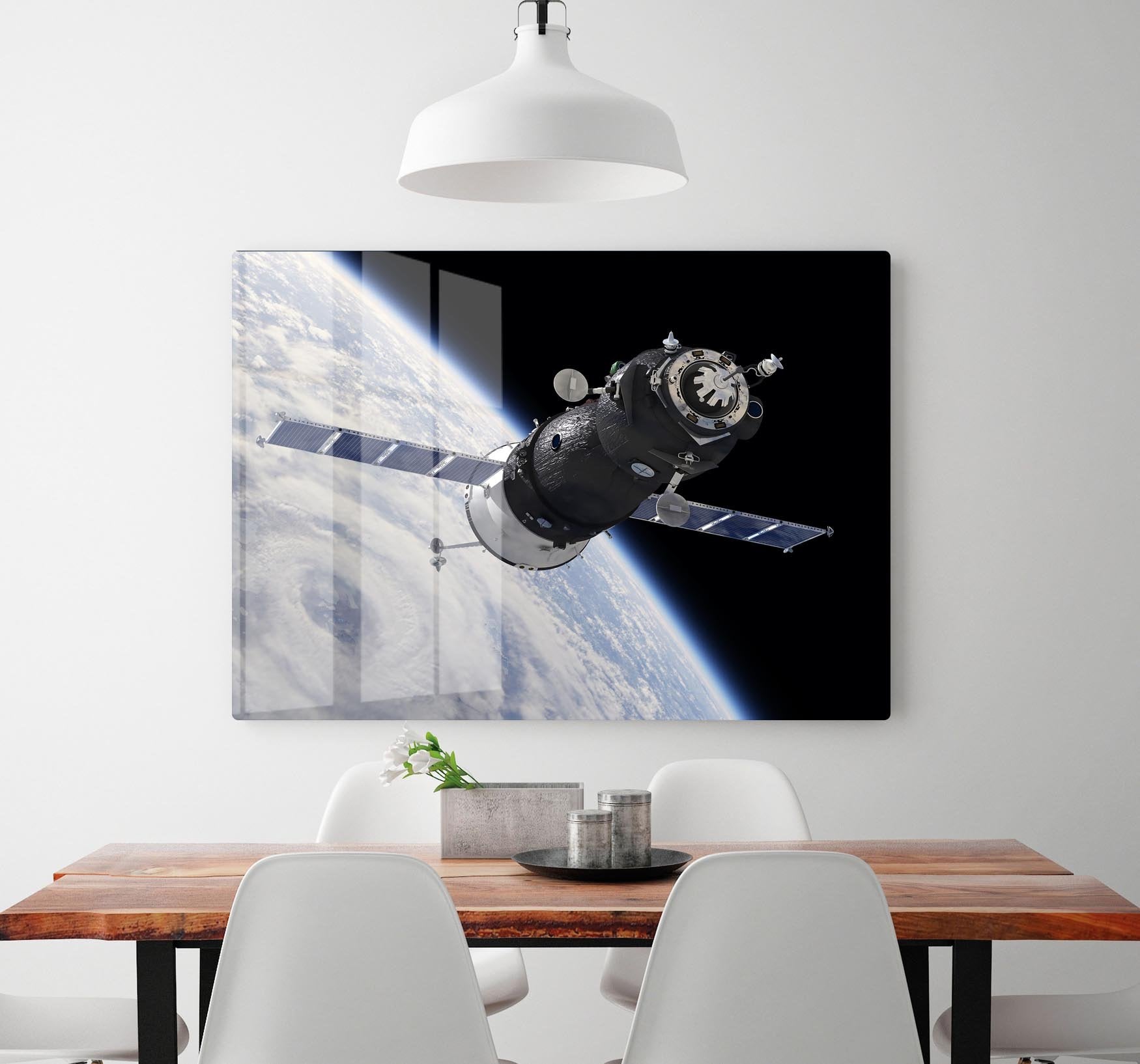 Spaceship Soyuz TMA at the Earth orbit HD Metal Print