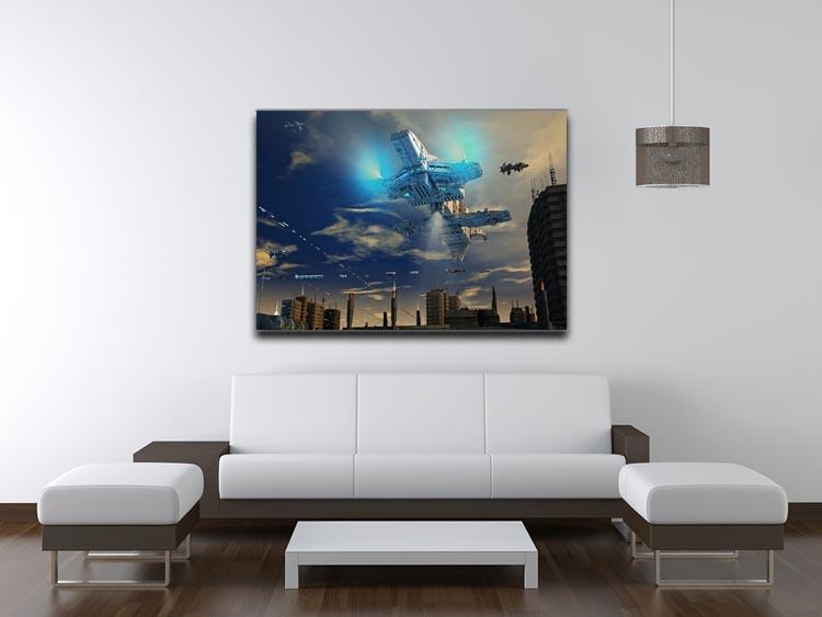 Spaceship UFO and City Canvas Print or Poster - Canvas Art Rocks - 4