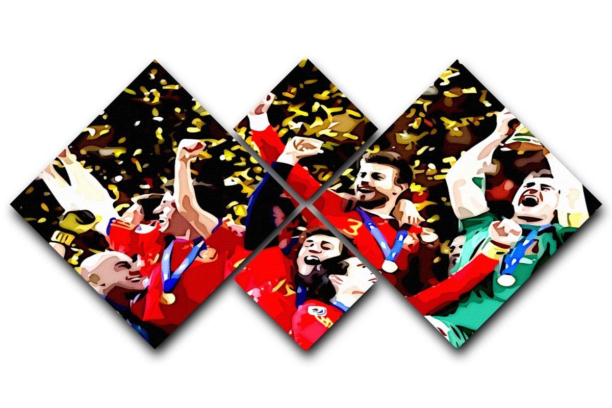 Spain World Cup Winners 4 Square Multi Panel Canvas  - Canvas Art Rocks - 1
