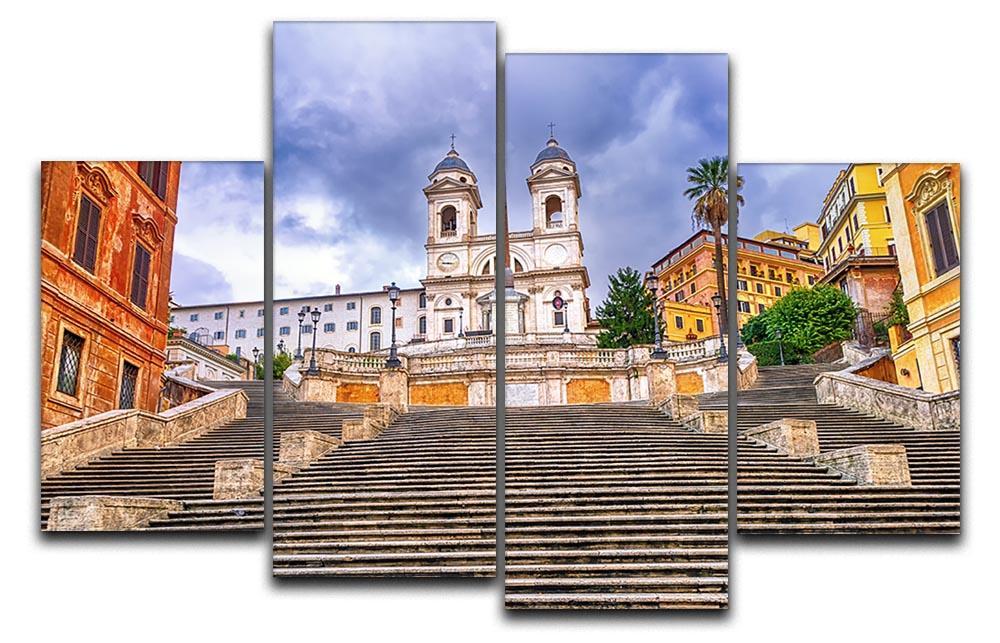 Spanish Steps and Trinita dei Monti church 4 Split Panel Canvas  - Canvas Art Rocks - 1