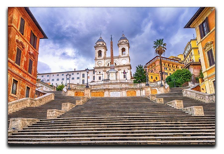 Spanish Steps and Trinita dei Monti church Canvas Print or Poster  - Canvas Art Rocks - 1