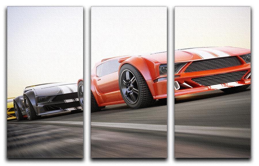Sport Cars Racing 3 Split Panel Canvas Print - Canvas Art Rocks - 1