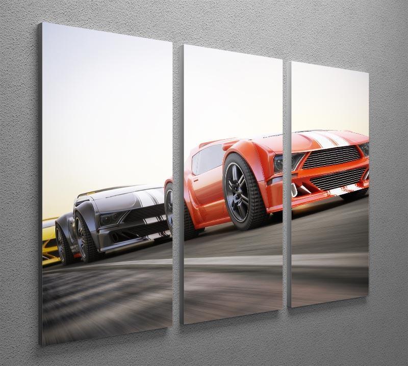 Sport Cars Racing 3 Split Panel Canvas Print - Canvas Art Rocks - 2
