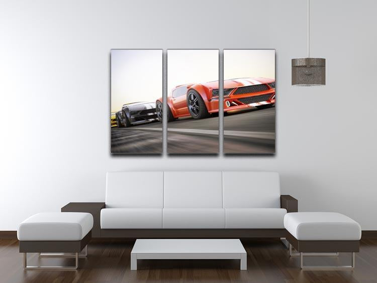Sport Cars Racing 3 Split Panel Canvas Print - Canvas Art Rocks - 3