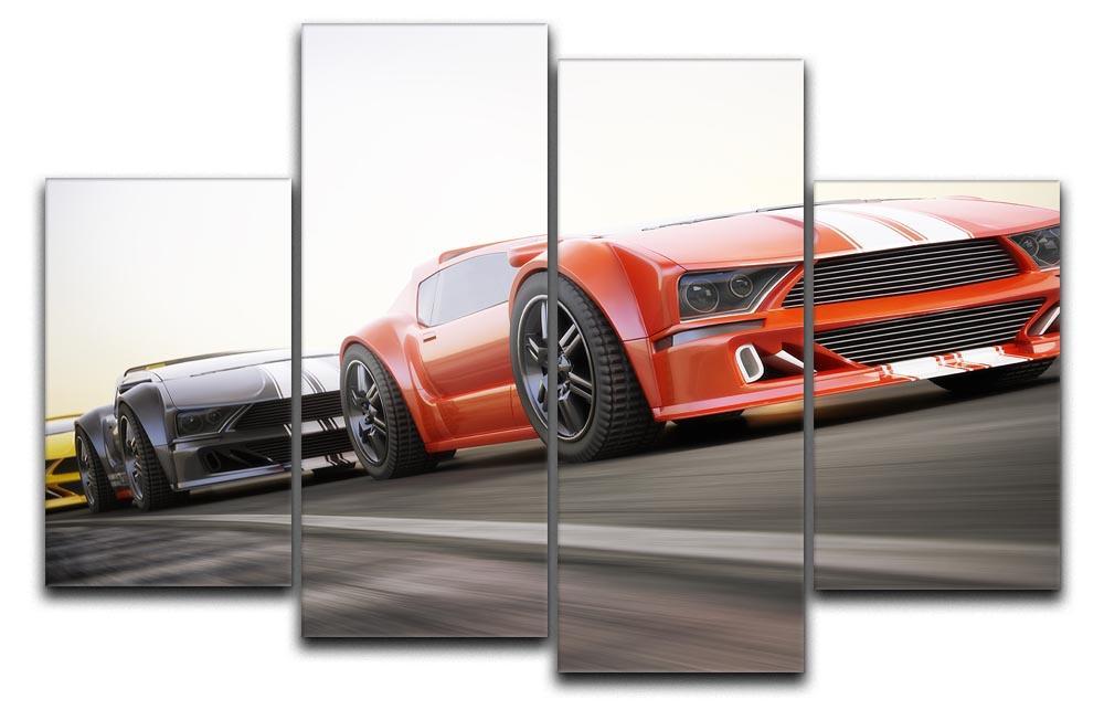 Sport Cars Racing 4 Split Panel Canvas  - Canvas Art Rocks - 1