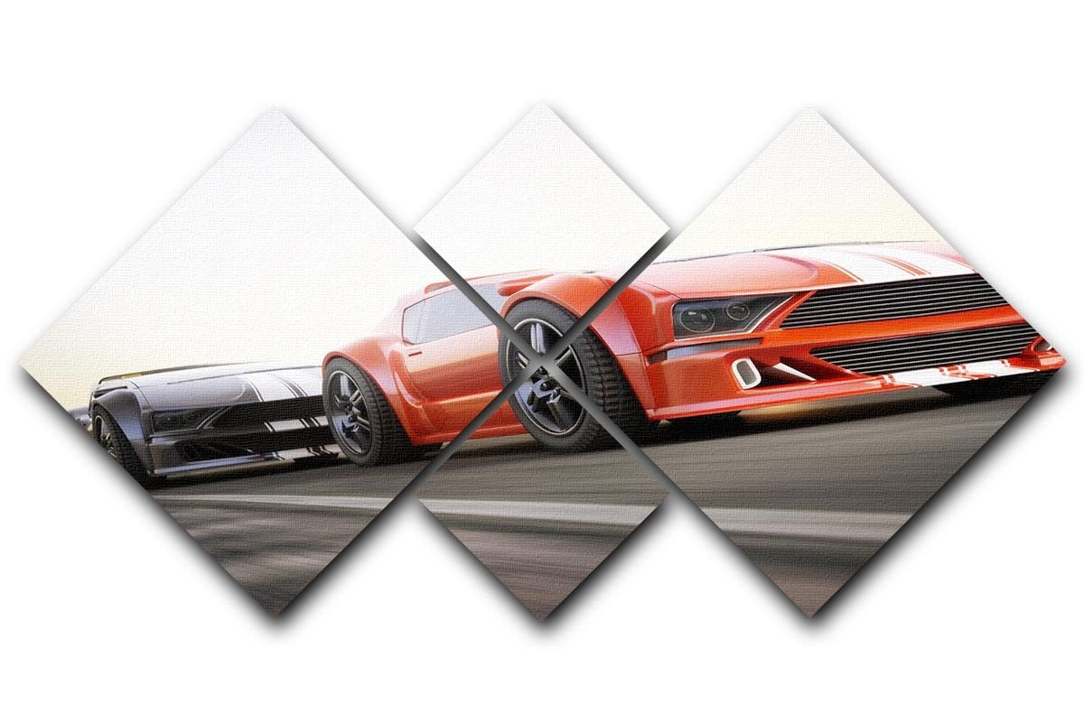 Sport Cars Racing 4 Square Multi Panel Canvas  - Canvas Art Rocks - 1