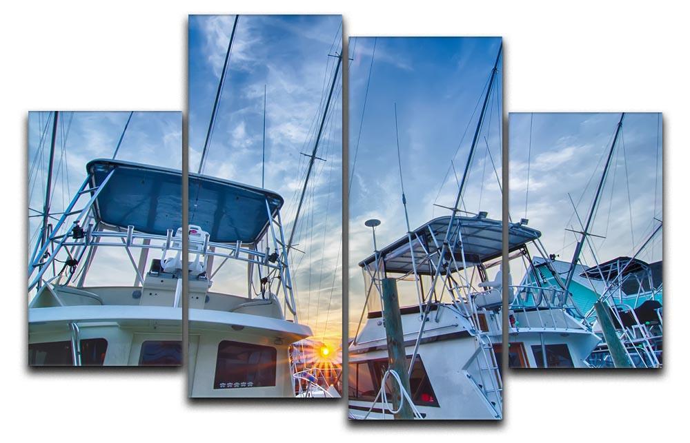 Sportfishing boats at Marina early morning 4 Split Panel Canvas  - Canvas Art Rocks - 1