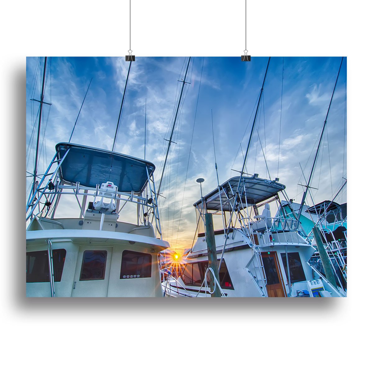 Sportfishing boats at Marina early morning Canvas Print or Poster