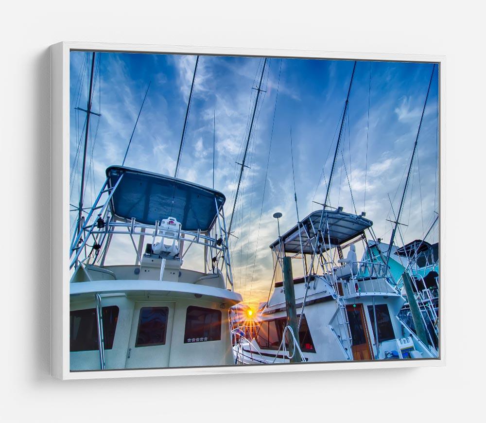 Sportfishing boats at Marina early morning HD Metal Print
