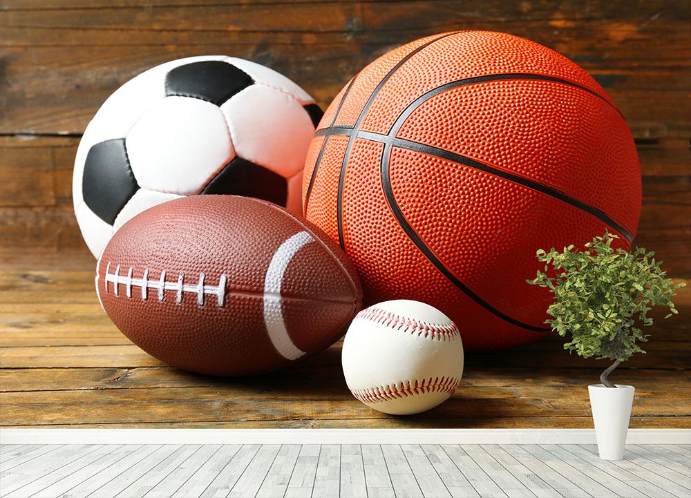 Sports balls Wall Mural Wallpaper - Canvas Art Rocks - 4