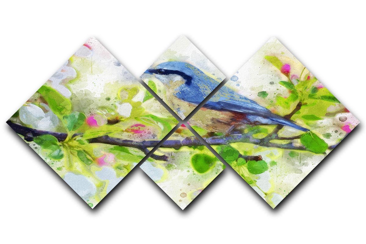 Spring Bird 4 Square Multi Panel Canvas  - Canvas Art Rocks - 1