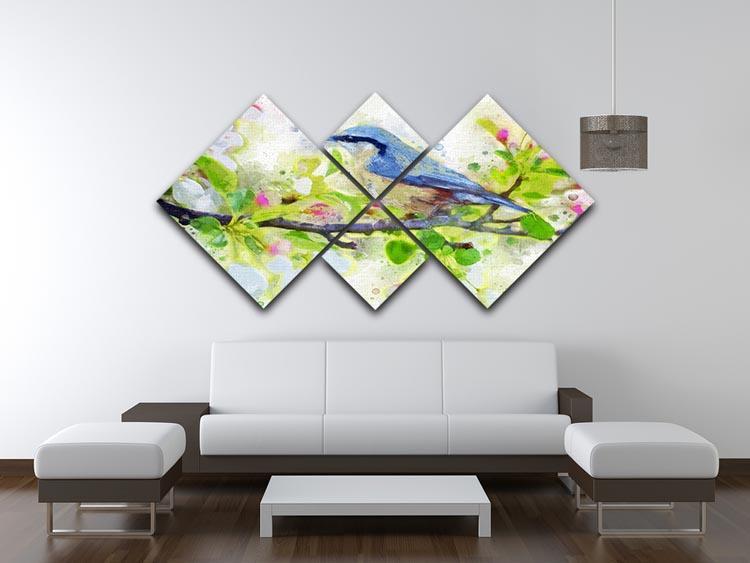 Spring Bird 4 Square Multi Panel Canvas - Canvas Art Rocks - 3