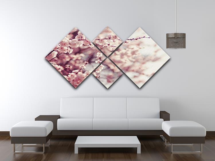 Spring Cherry blossoms 4 Square Multi Panel Canvas  - Canvas Art Rocks - 3