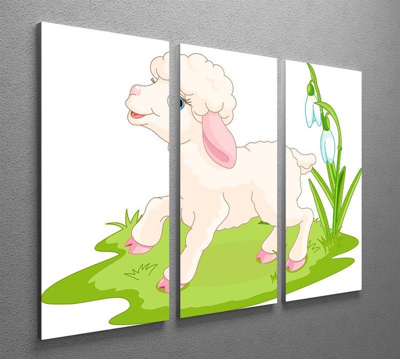 Spring background with Easter lamb and flowers 3 Split Panel Canvas Print - Canvas Art Rocks - 2