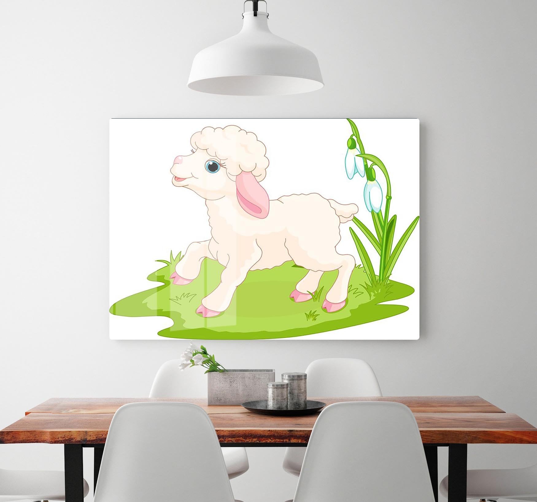 Spring background with Easter lamb and flowers HD Metal Print - Canvas Art Rocks - 2