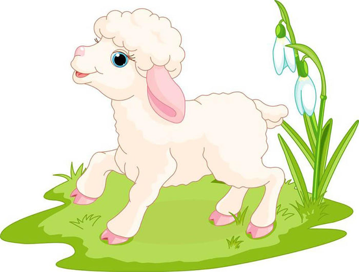 Spring background with Easter lamb and flowers Wall Mural Wallpaper