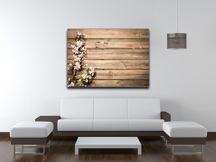 Spring flowering branch on wooden background Canvas Print or Poster - Canvas Art Rocks - 4