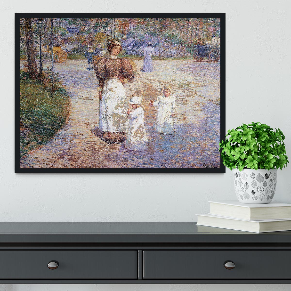 Spring in Central Park by Hassam Framed Print - Canvas Art Rocks - 2