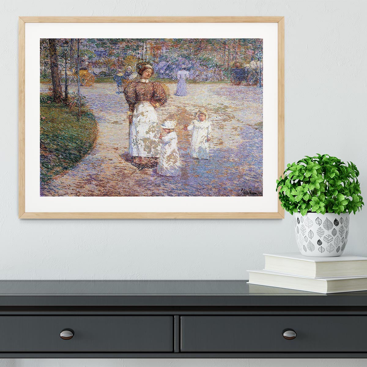 Spring in Central Park by Hassam Framed Print - Canvas Art Rocks - 3