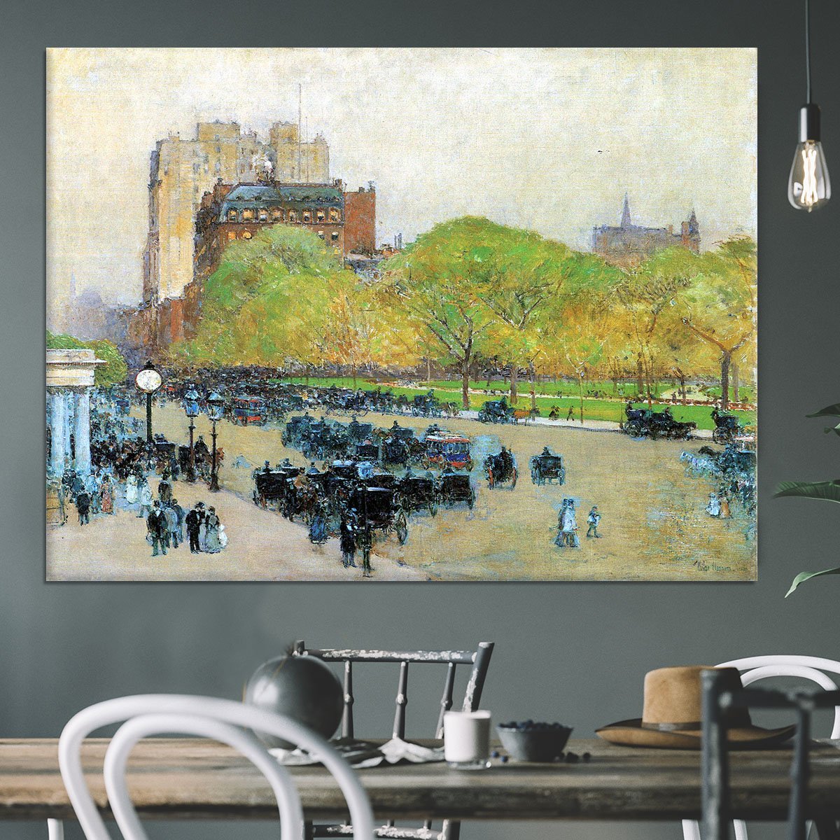 Spring morning in the heart of the city by Hassam Canvas Print or Poster