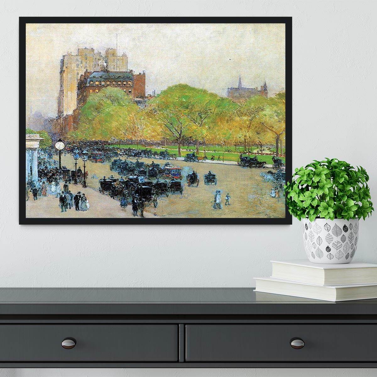 Spring morning in the heart of the city by Hassam Framed Print - Canvas Art Rocks - 2