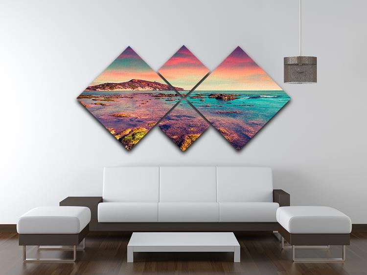 Spring sunset from the Giallonardo 4 Square Multi Panel Canvas  - Canvas Art Rocks - 3