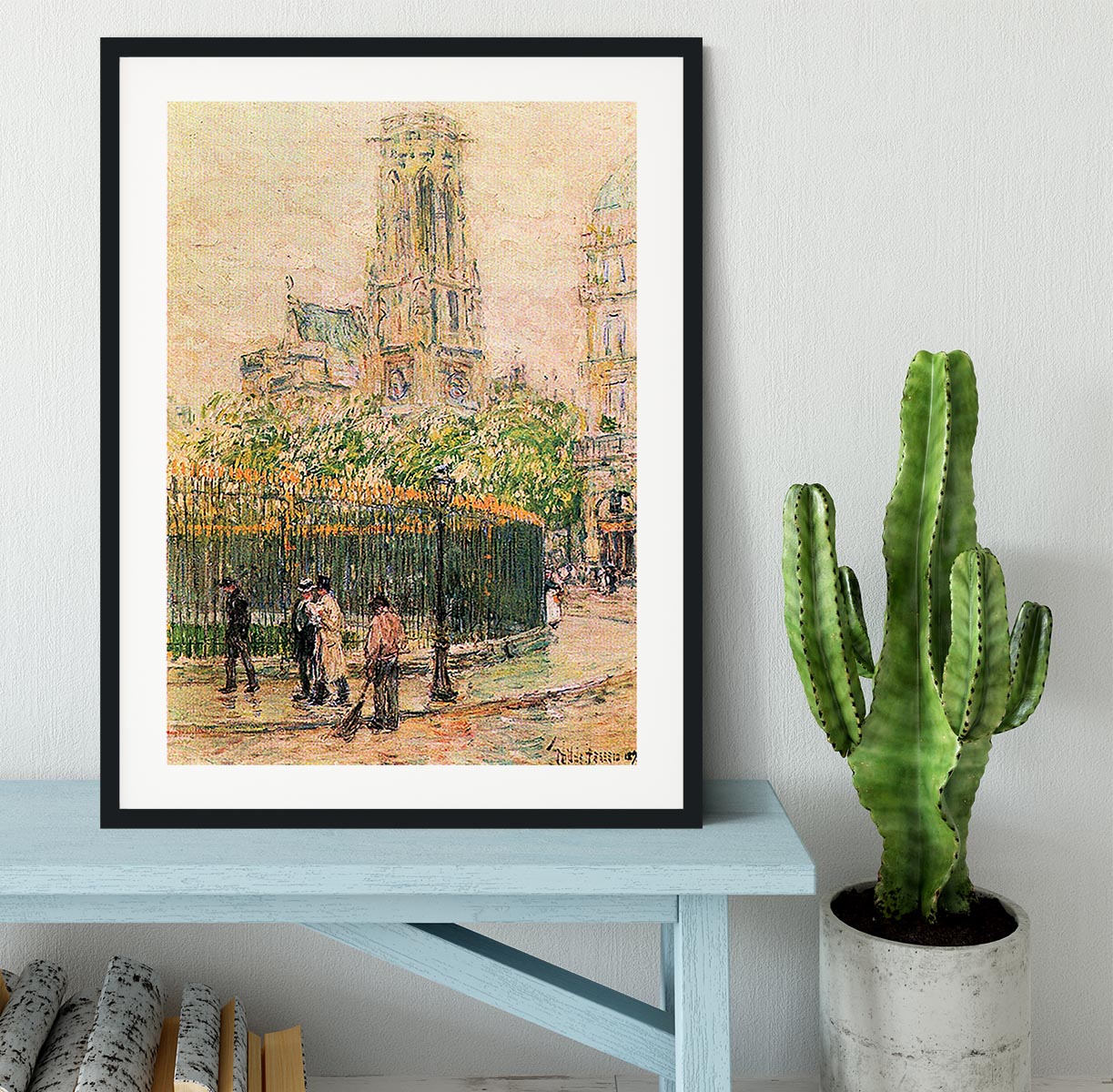 St. Germain l`Auxerrois by Hassam Framed Print - Canvas Art Rocks - 1