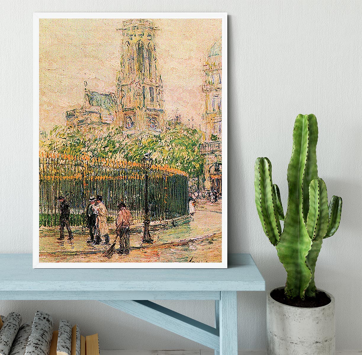 St. Germain l`Auxerrois by Hassam Framed Print - Canvas Art Rocks -6