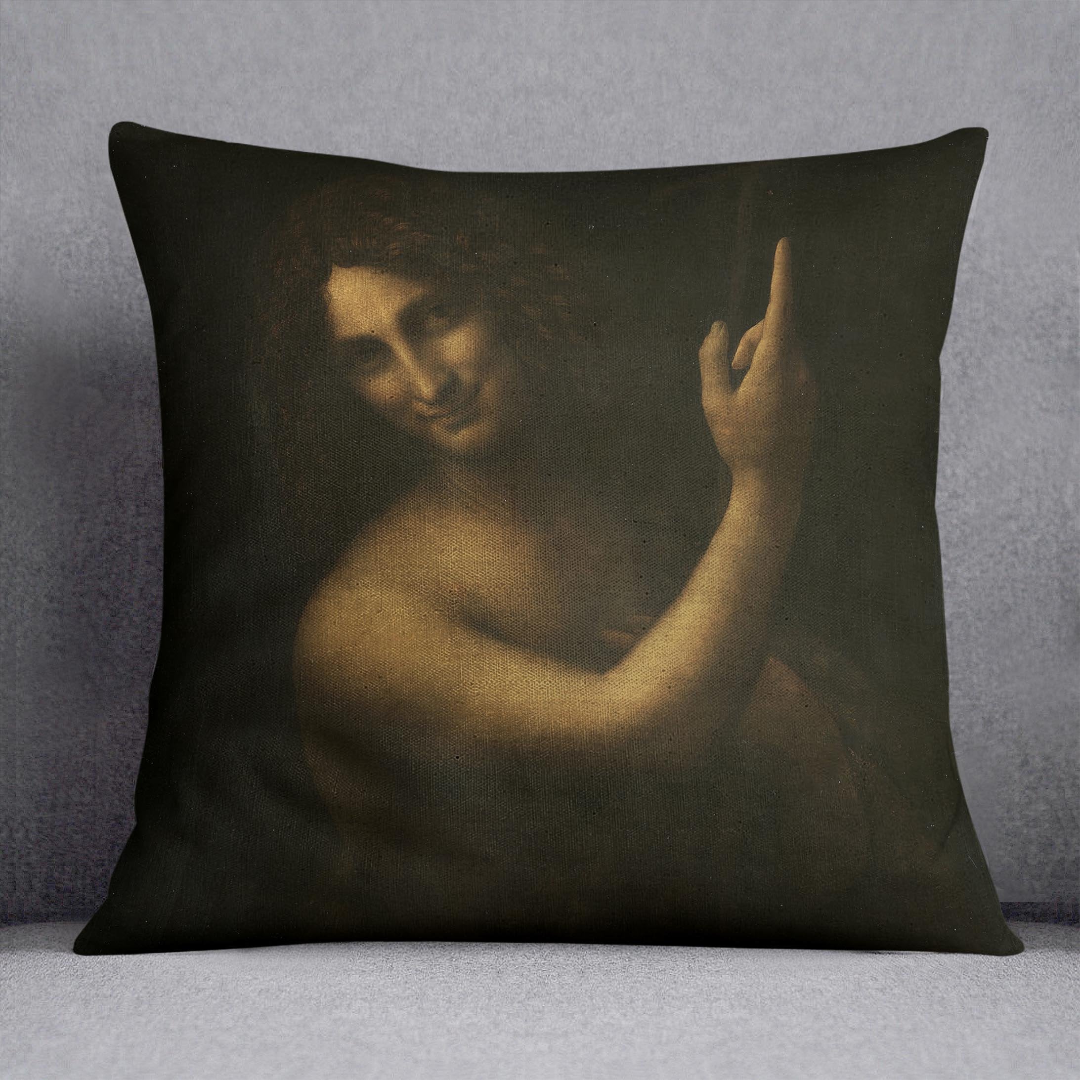 St. John the Baptist by Da Vinci Throw Pillow