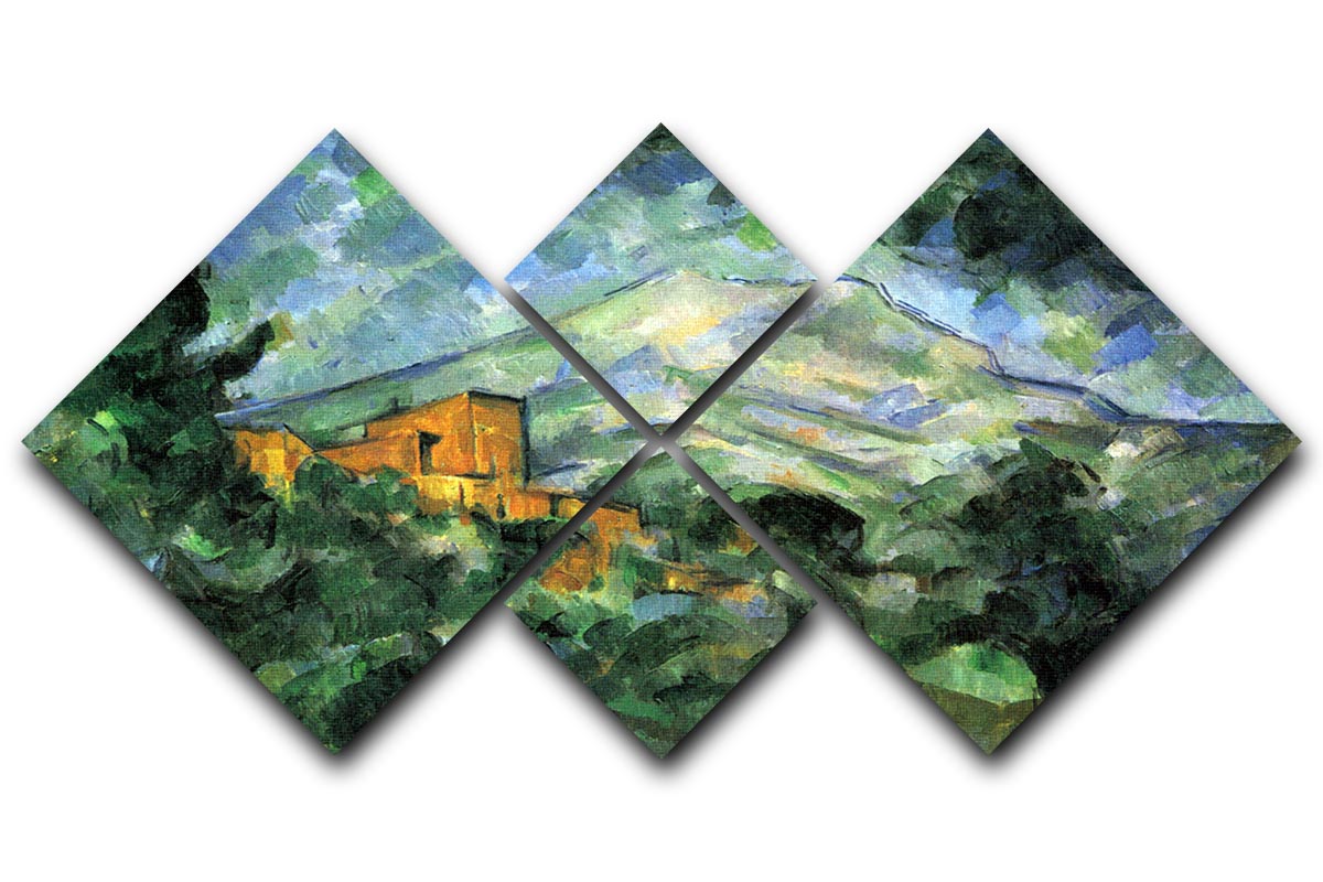 St. Victoire and Chateau Noir by Cezanne 4 Square Multi Panel Canvas - Canvas Art Rocks - 1