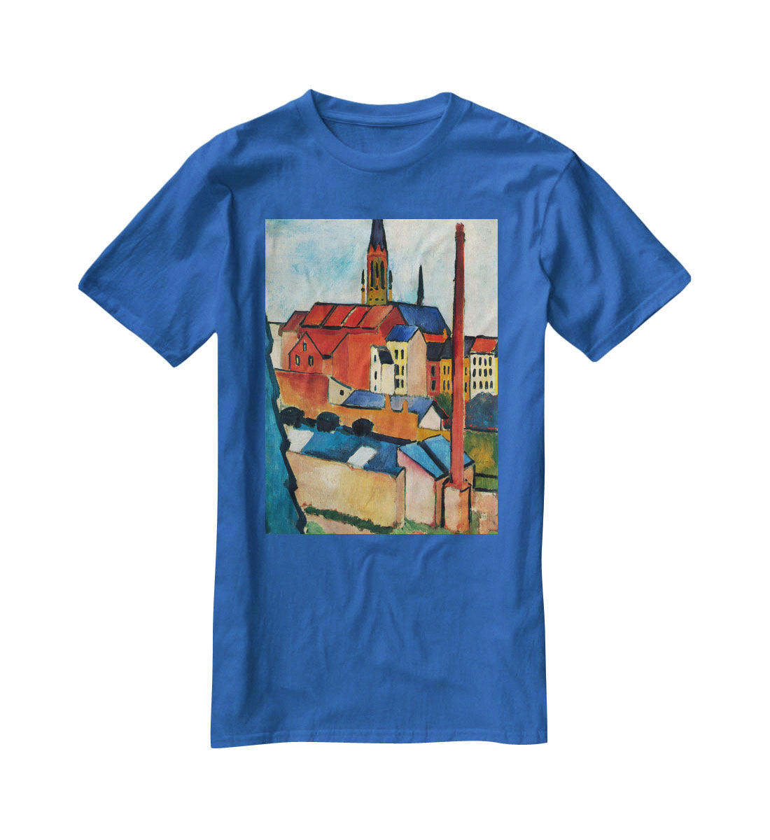 St Marys Church with houses and chimney by Macke T-Shirt - Canvas Art Rocks - 2