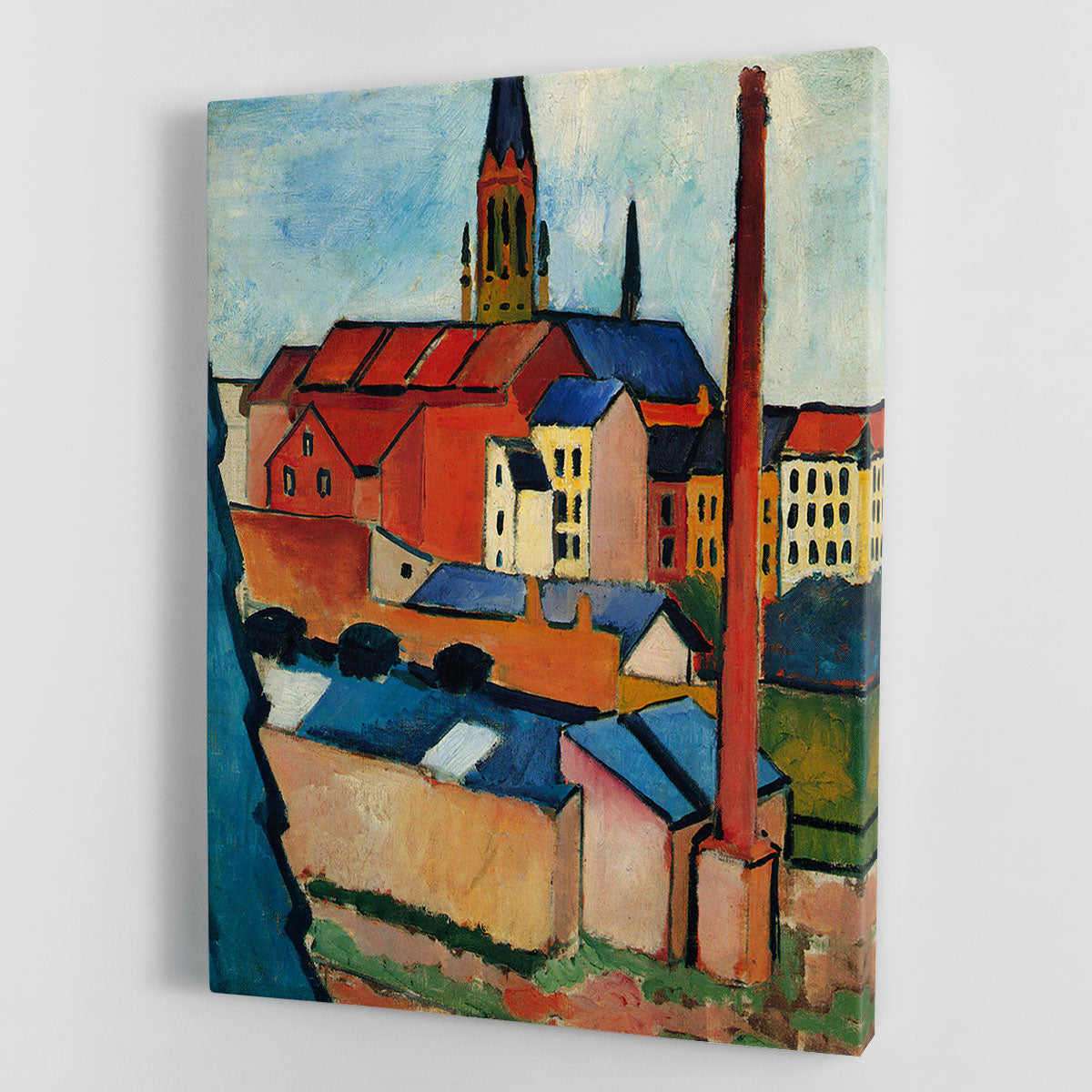 St Marys Church with houses and chimney by Macke Canvas Print or Poster - Canvas Art Rocks - 1