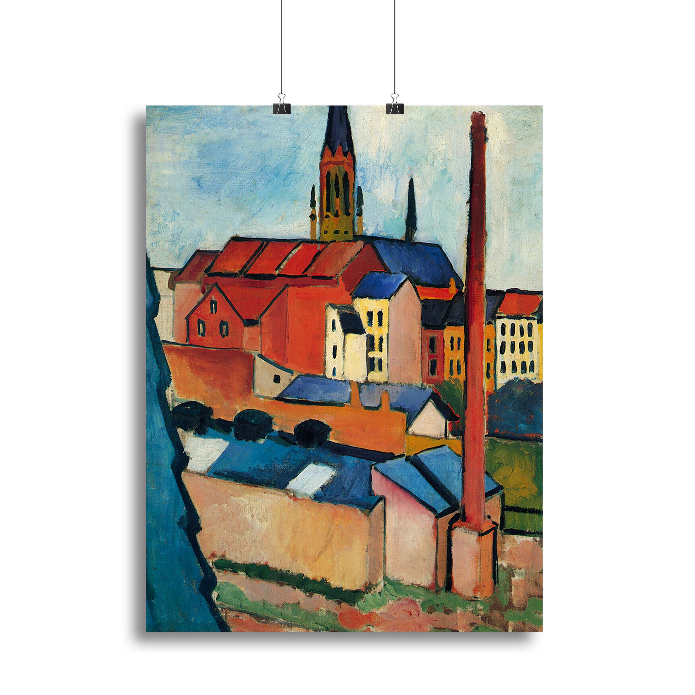 St Marys Church with houses and chimney by Macke Canvas Print or Poster - Canvas Art Rocks - 2