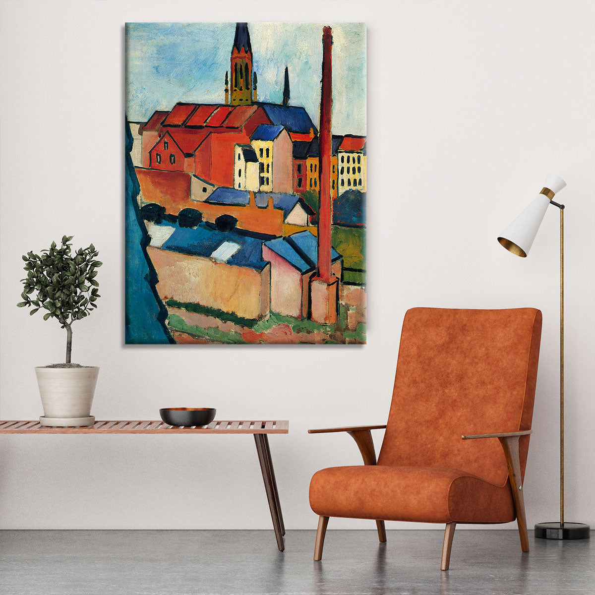 St Marys Church with houses and chimney by Macke Canvas Print or Poster - Canvas Art Rocks - 6