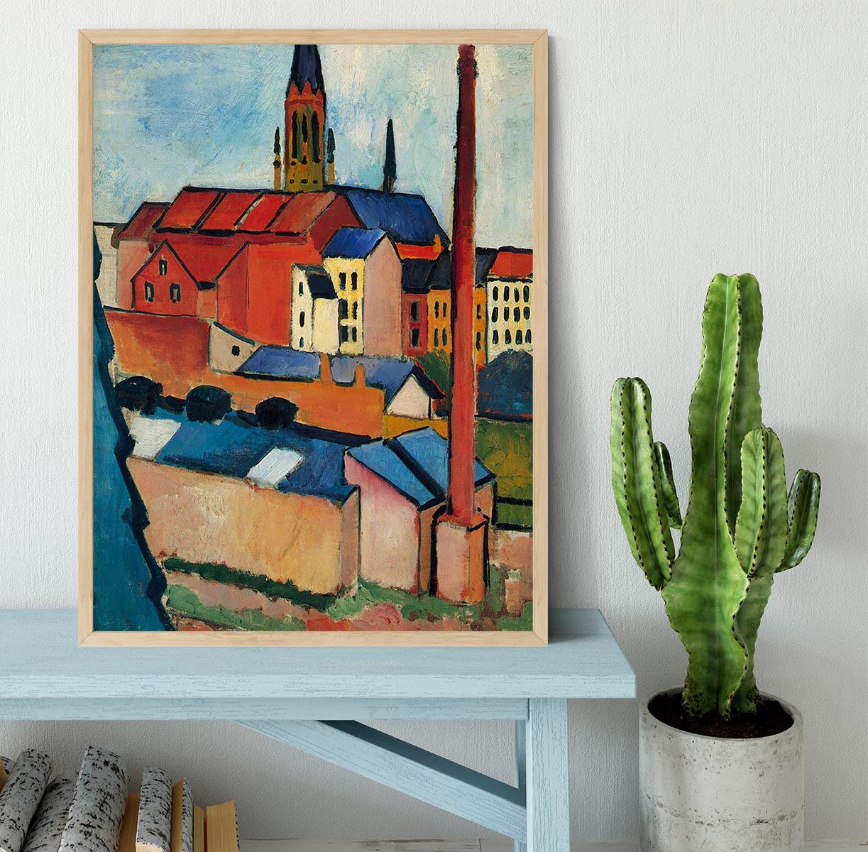 St Marys Church with houses and chimney by Macke Framed Print - Canvas Art Rocks - 4