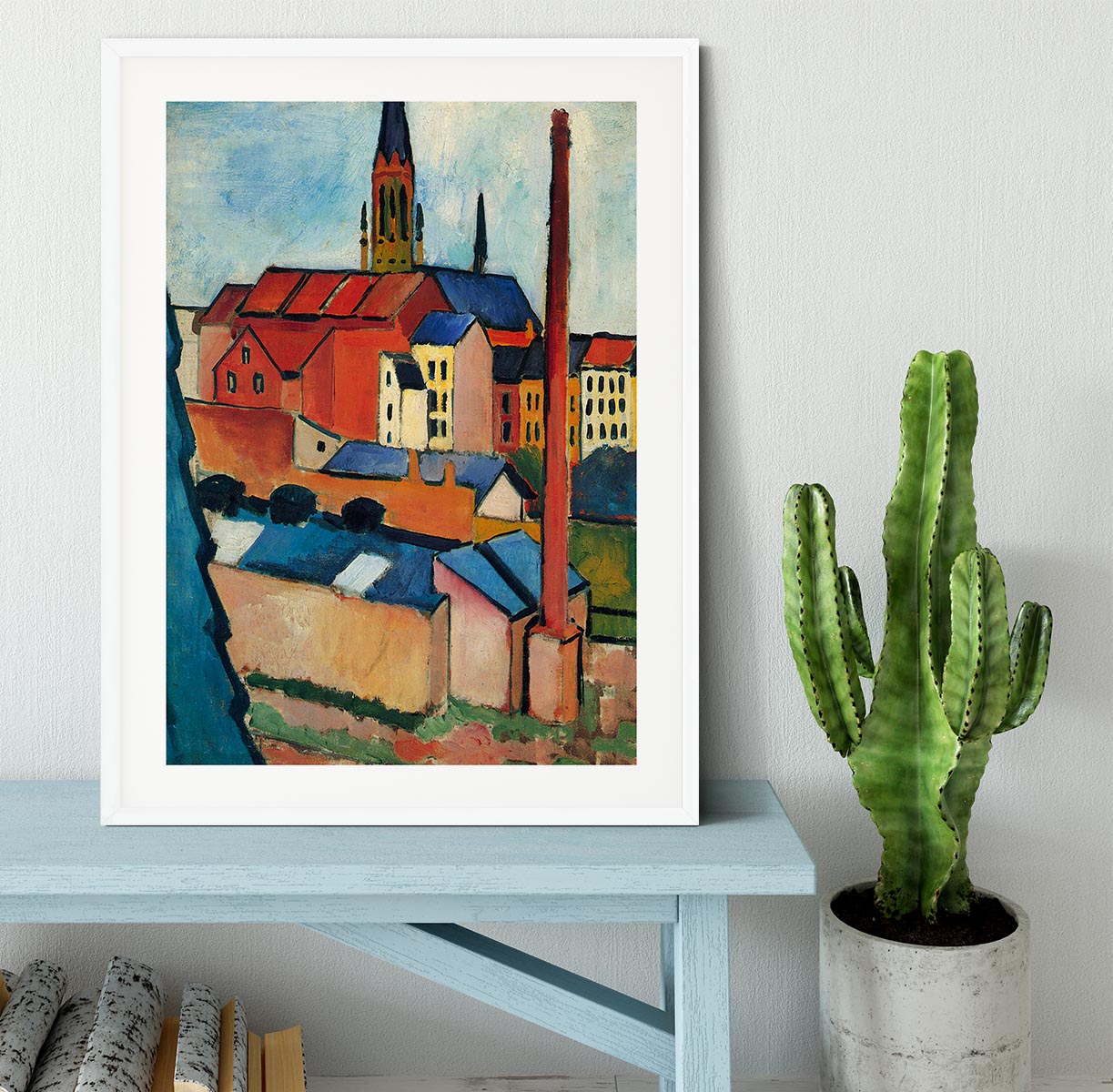 St Marys Church with houses and chimney by Macke Framed Print - Canvas Art Rocks - 5