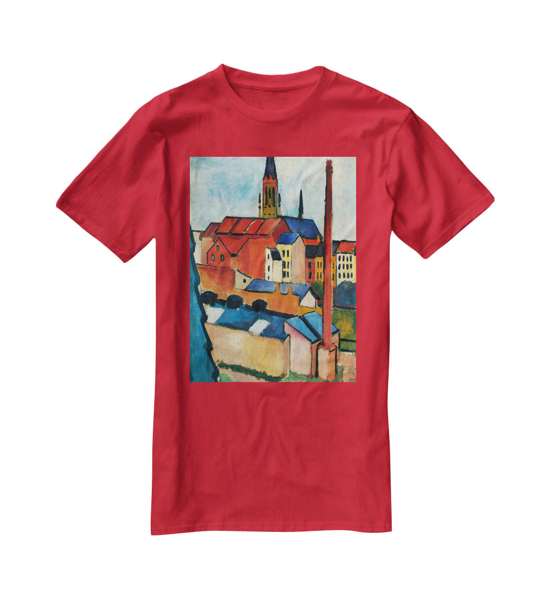 St Marys Church with houses and chimney by Macke T-Shirt - Canvas Art Rocks - 4