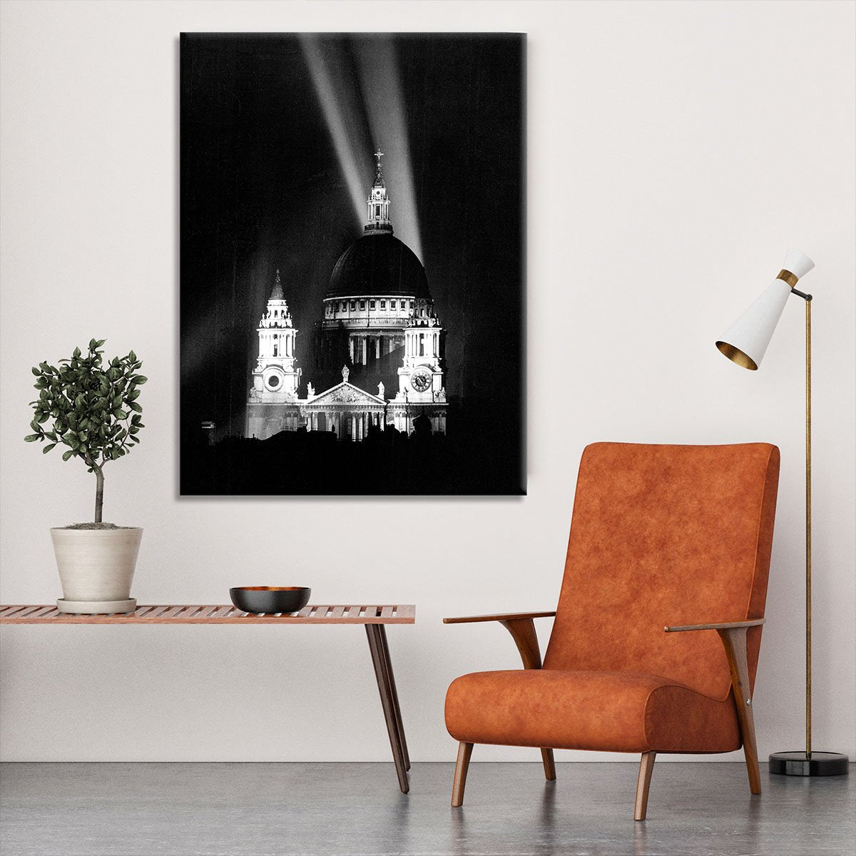 St Pauls floodlight on VE Day Canvas Print or Poster