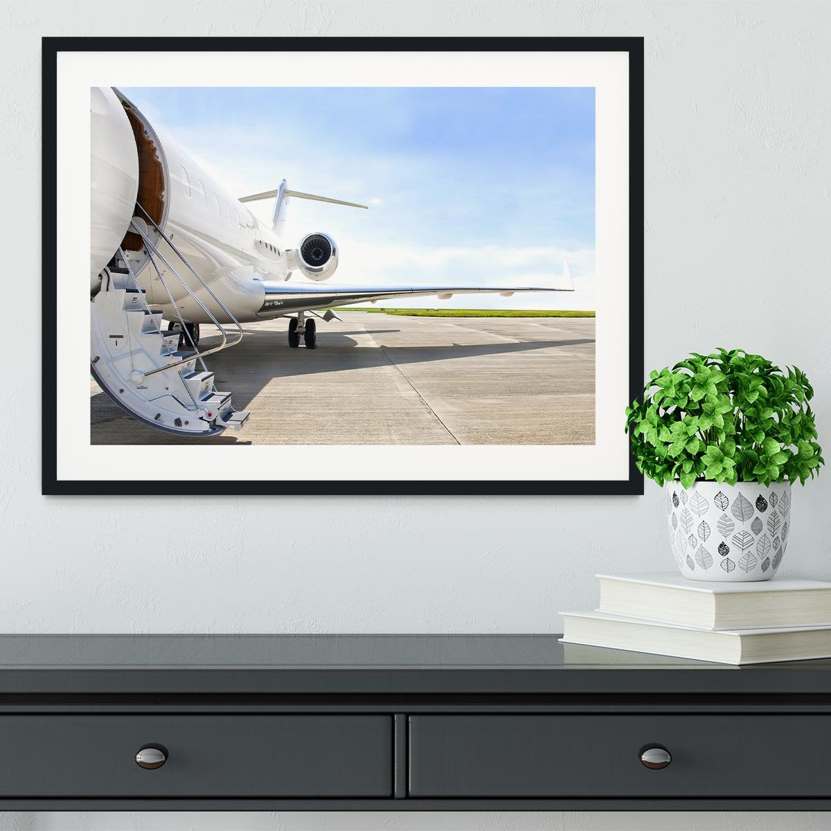 Stairs with Jet Engine Framed Print - Canvas Art Rocks - 1