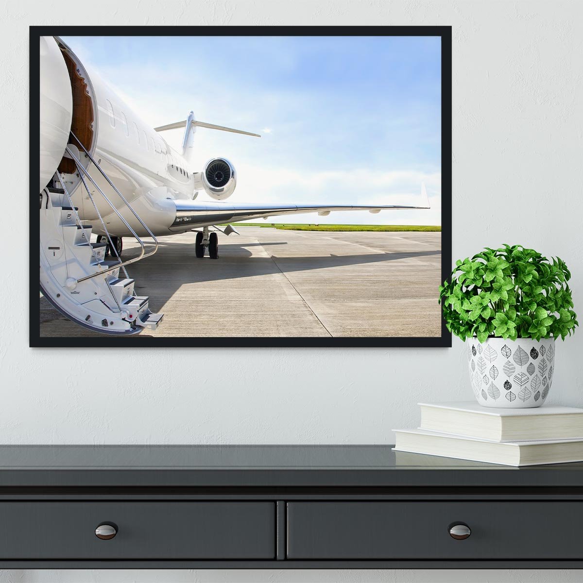 Stairs with Jet Engine Framed Print - Canvas Art Rocks - 2