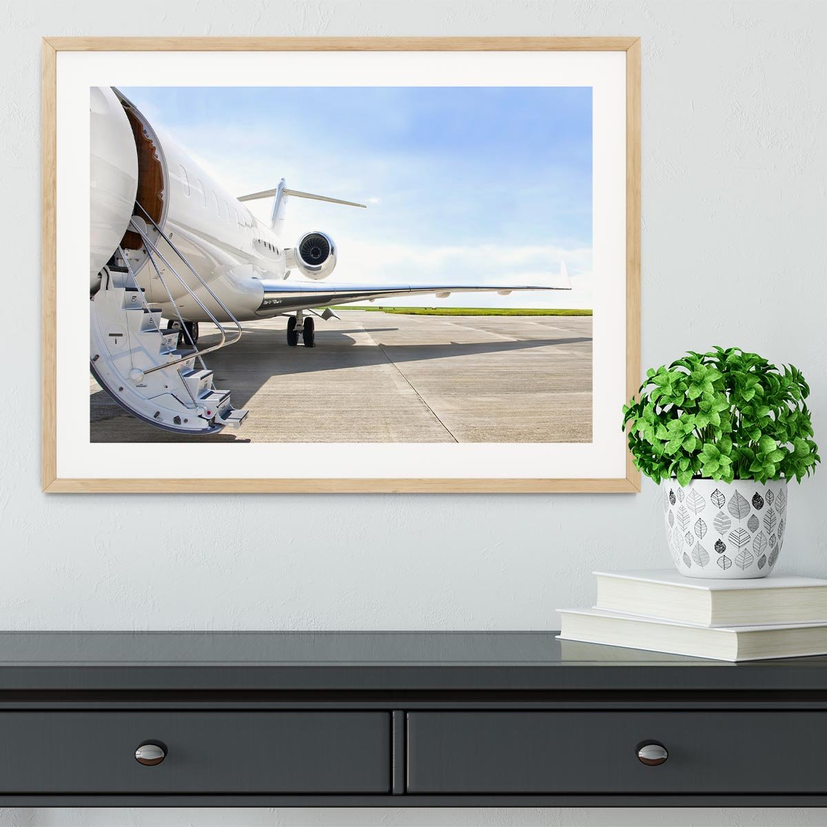Stairs with Jet Engine Framed Print - Canvas Art Rocks - 3