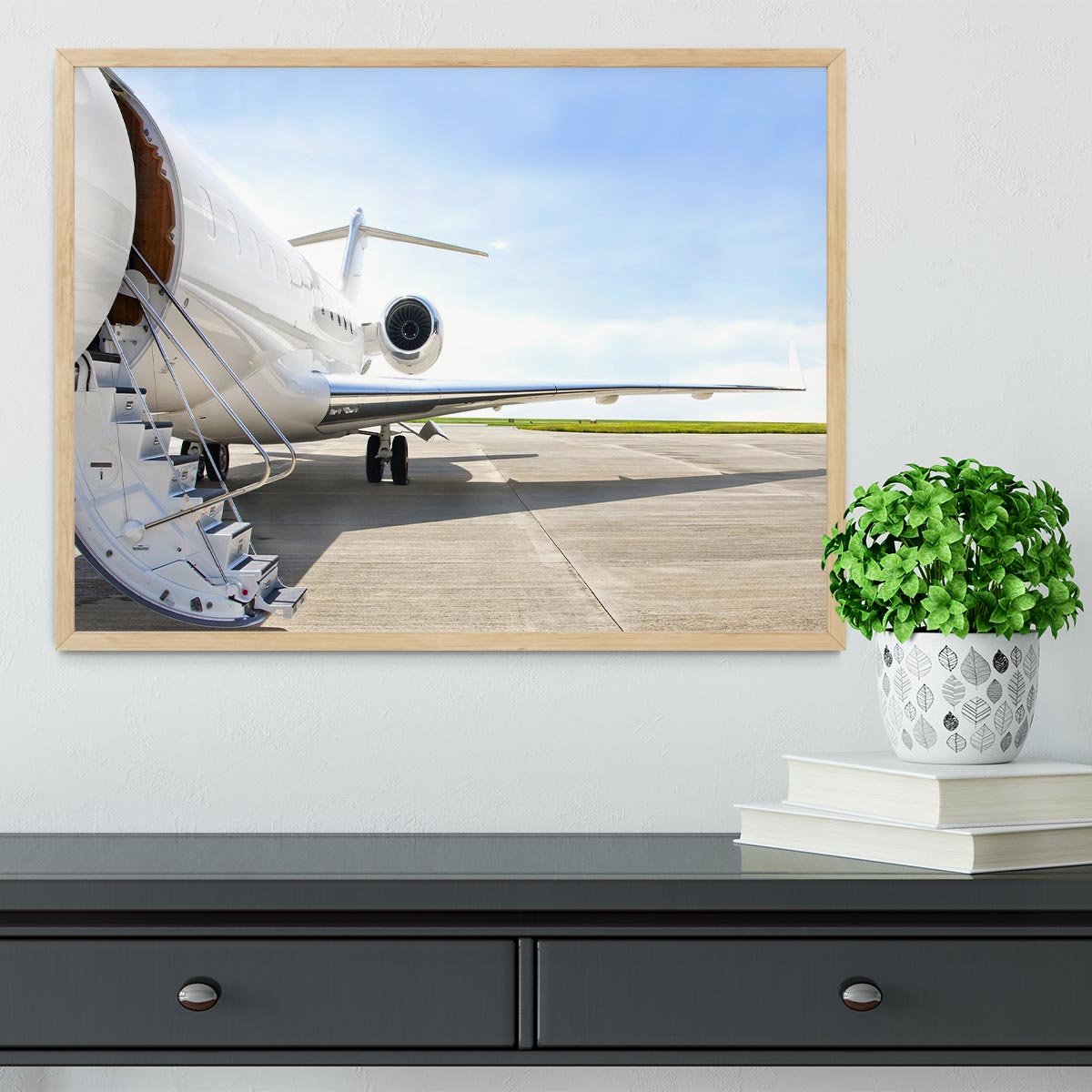 Stairs with Jet Engine Framed Print - Canvas Art Rocks - 4