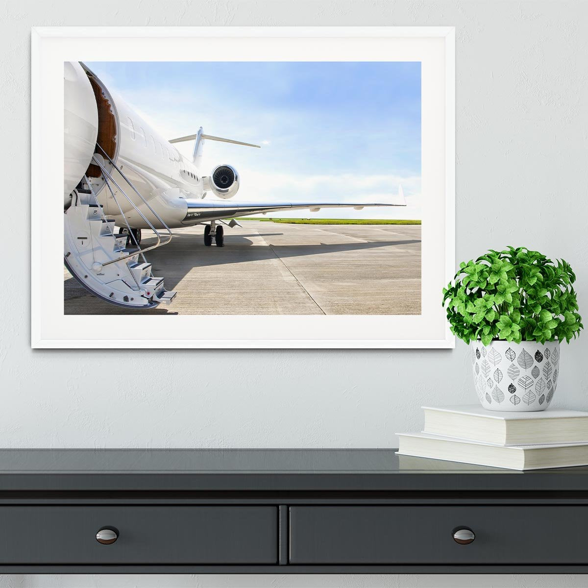 Stairs with Jet Engine Framed Print - Canvas Art Rocks - 5
