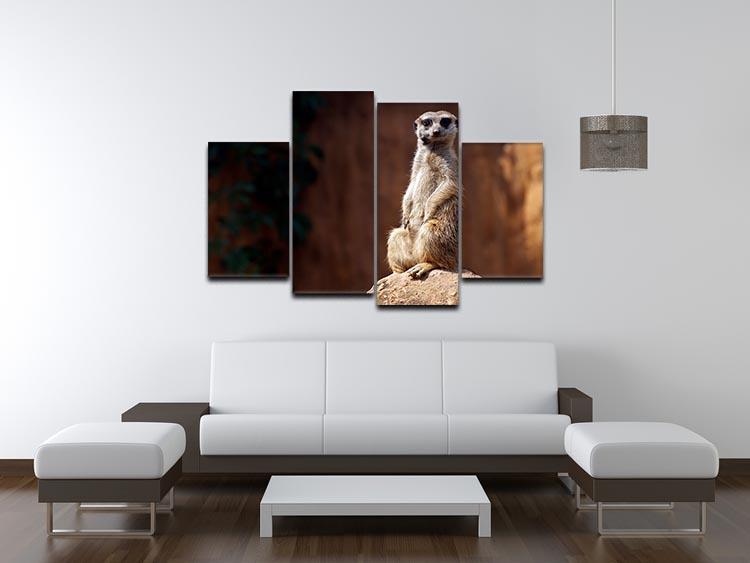 Standing African suricata meerkat 4 Split Panel Canvas - Canvas Art Rocks - 3